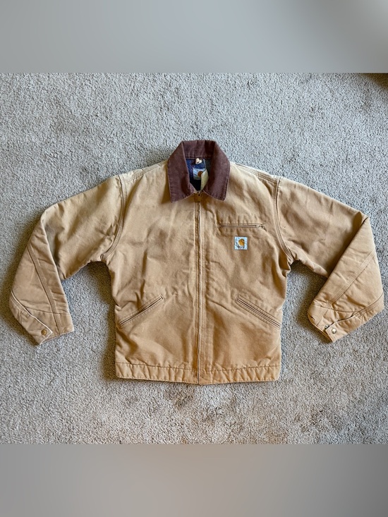 Carhartt Other - Vintage Carhartt Tan Duck Jacket with Dark Brown Collar
